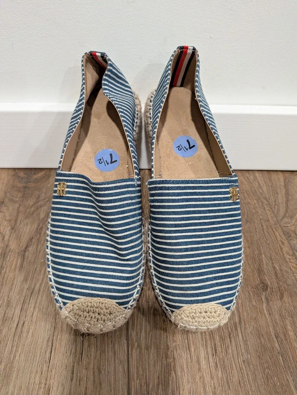 Tommy Hilfiger Navy & White Striped Espadrille Flats